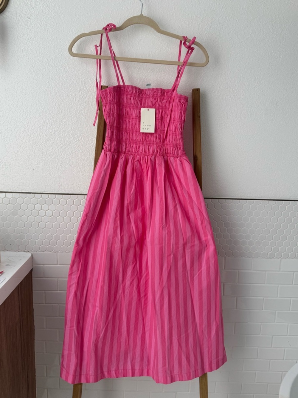 Target Hot Pink Striped Sundress with Tie Straps